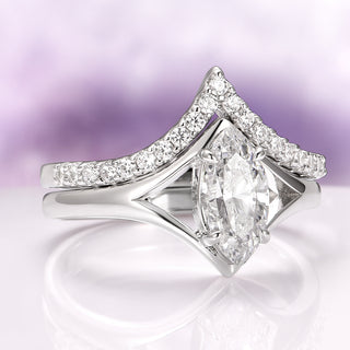 Marquise Cut Lab-Grown Diamond Engagement Ring Set in 14K White Gold (IGI Certified)