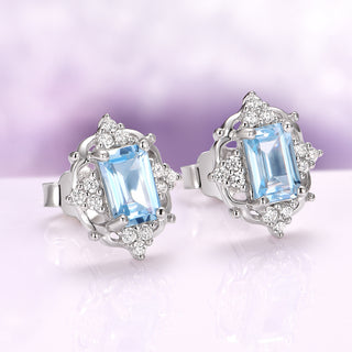 Claire Vintage Aquamarine Stud Earrings in Sterling Silver