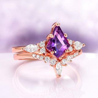 Skye Kite® Natural Amethyst Engagement Ring Set in 14K Solid Rose Gold