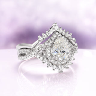 Teardrop Lab-Grown Diamond Engagement Ring in 14K White Gold (IGI Certified)
