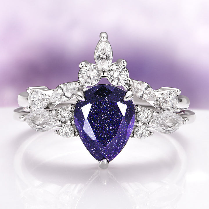 Evelyn Starry Night Ring Set in Sterling Silver