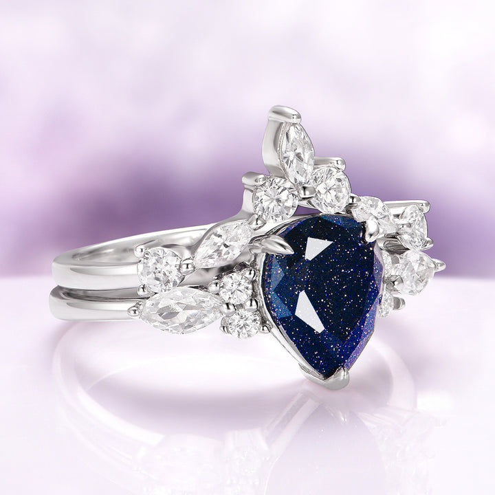 Evelyn Starry Night Ring Set in Sterling Silver