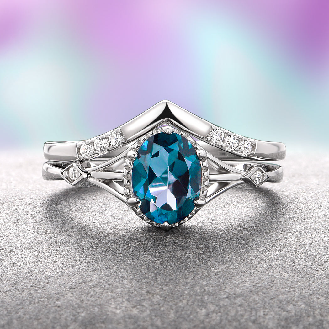 Celtic Natural London Blue Topaz Couples Ring