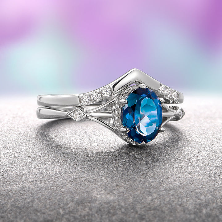 Celtic Natural London Blue Topaz Couples Ring