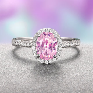 Iris Oval Pink Tourmaline Ring- Sterling Silver