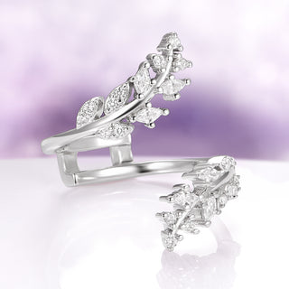 Marquise Diamond Leaf Ring Guard in 14K White Gold