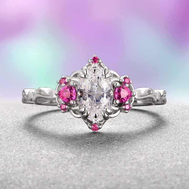 Esme Lab-Grown Diamond & Ruby Ring- 14K White Gold (IGI Certified)