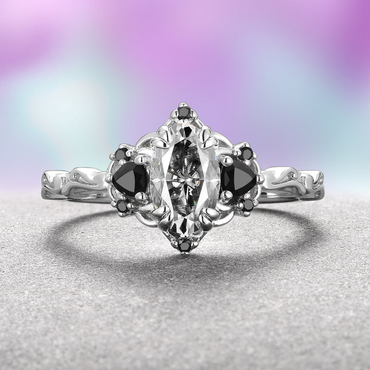Esme Gray Moissanite and Meteorite Couples Ring