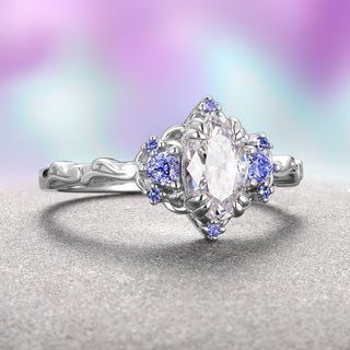 Esme Lab-Grown Diamond & Tanzanite Ring- 14K White Gold (IGI Certified)