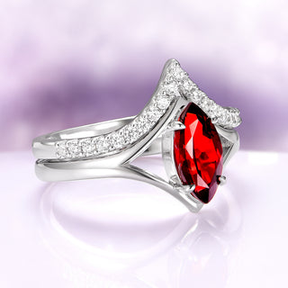 Natural Red Garnet Couples Ring Set