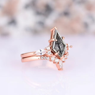 Skye Kite® Galaxy Raw Salt & Pepper (Herkimer) Diamond Ring Set- 14K Rose Gold Vermeil
