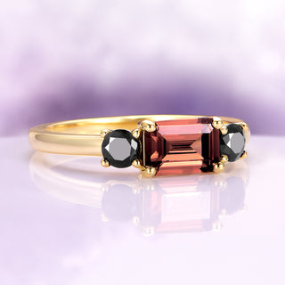 Smoky Quartz & Black Onyx Ring in 14K Yellow Gold Vermeil