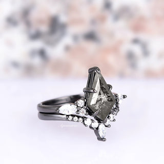 Skye Kite®  Galaxy Raw Salt & Pepper (Herkimer) Diamond Ring- Black Rhodium Filled
