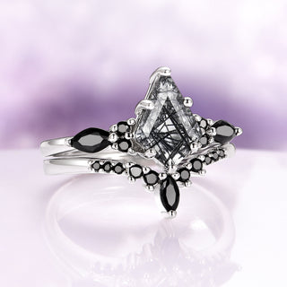 Skye Kite® Rutilated Quartz & Black Onyx Ring Set in Sterling Silver