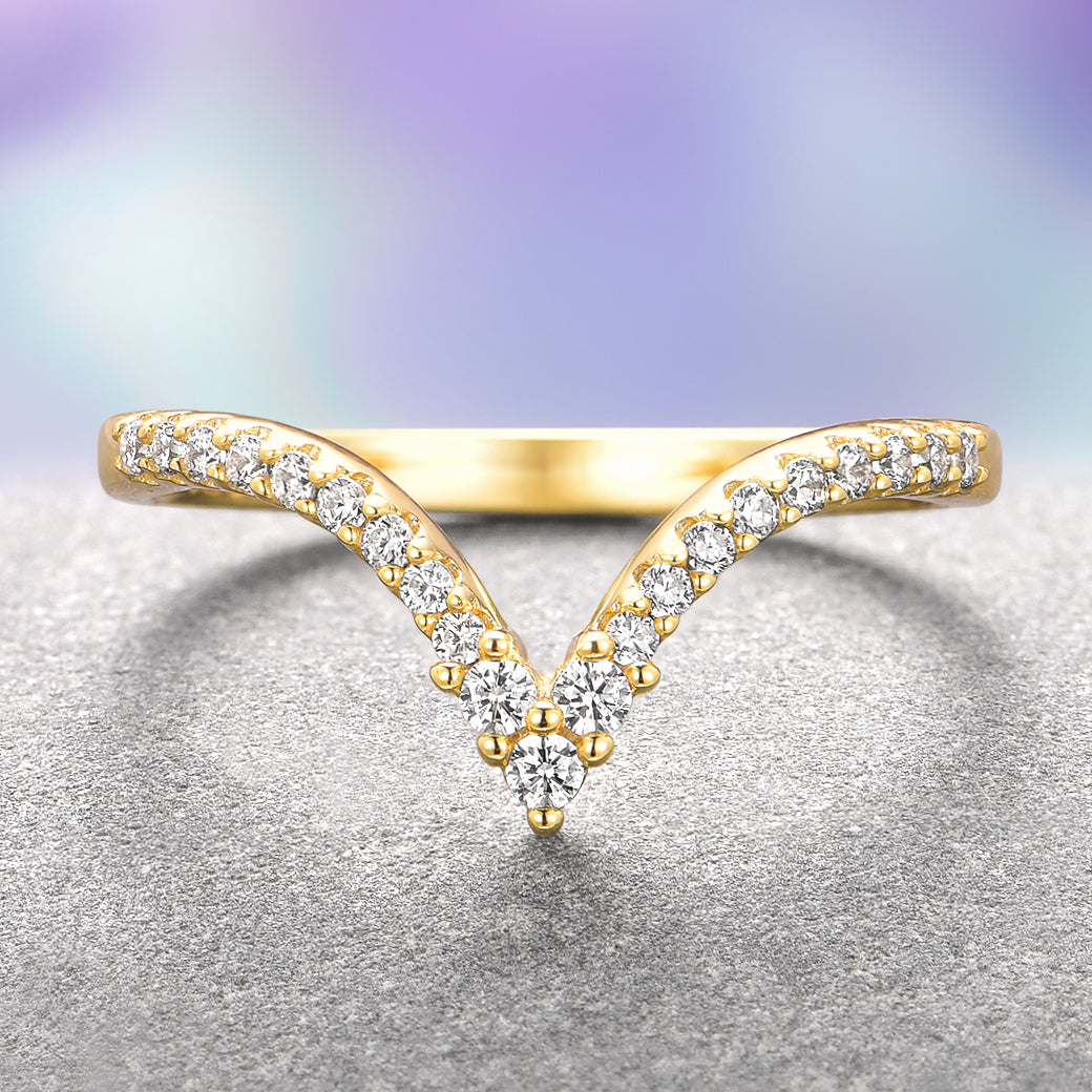 Skye Kite® Chevron Stacking Wedding Band in 14K Solid Yellow Gold