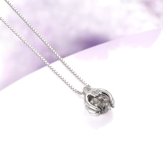 Ethereal Hold Natural Herkimer Diamond Pendant Necklace in Sterling Silver