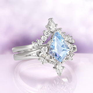 Elowen Kite Cut Aquamarine Engagement Ring Set in Sterling Silver