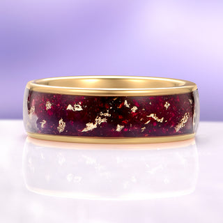 Rose Petal & Gold Leaf Band in Yellow Gold Tungsten Carbide (8mm)