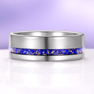 Lapis Lazuli Wedding Band in Tungsten Carbide (8mm)