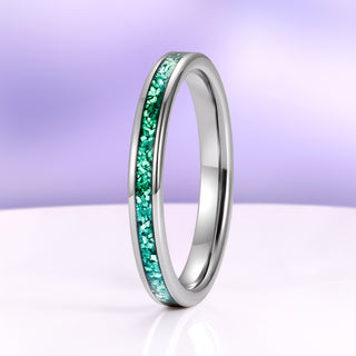 Natural Malachite Minimalist Couples Ring Set