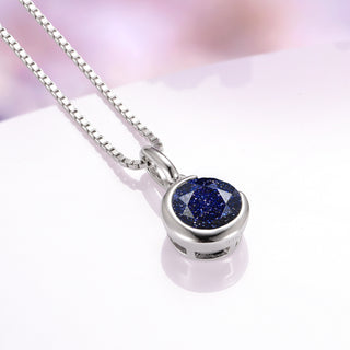 Starry Night Crescent Moon Necklace in Sterling Silver