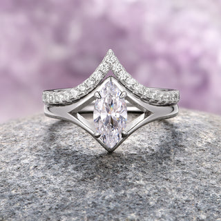 Marquise Cut Simulated Diamond Couples Ring Set