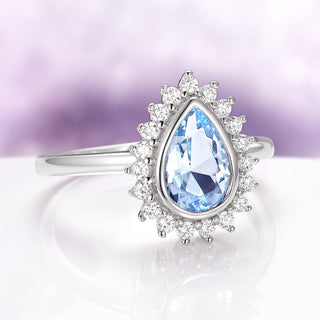 Teardrop Bezel Aquamarine Ring in Sterling Silver