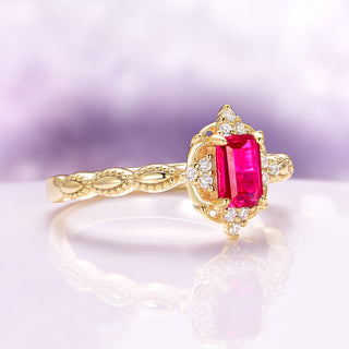 Claire Vintage Ruby Ring in 14K Yellow Gold Vermeil