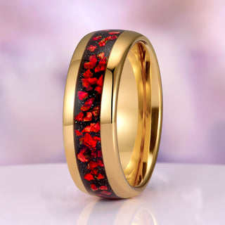 Natural Garnet & Red Fire Opal Leaf Couples Ring Set