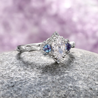 Esme Lab-Grown Diamond & Alexandrite Ring- 14K White Gold (IGI Certified)