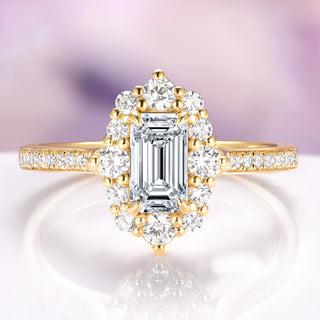 Emerald Cut Lab-Grown Diamond Engagement Ring in Solid 14K Yellow Gold (IGI Certified)