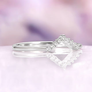 Chevron Natural Diamond Wedding Band in 14K White Gold