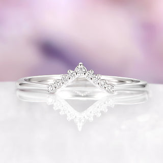 Chevron Natural Diamond Wedding Band in 14K White Gold