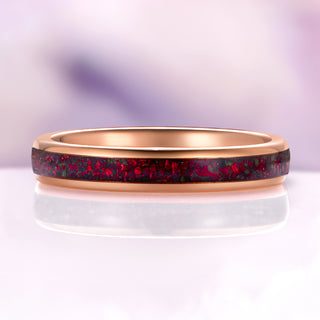 Black Fire Opal & Meteorite Couples Ring Set