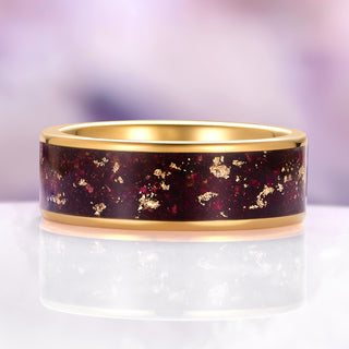 Rose Petal Wedding Band in Yellow Gold Tungsten Carbide (8mm)