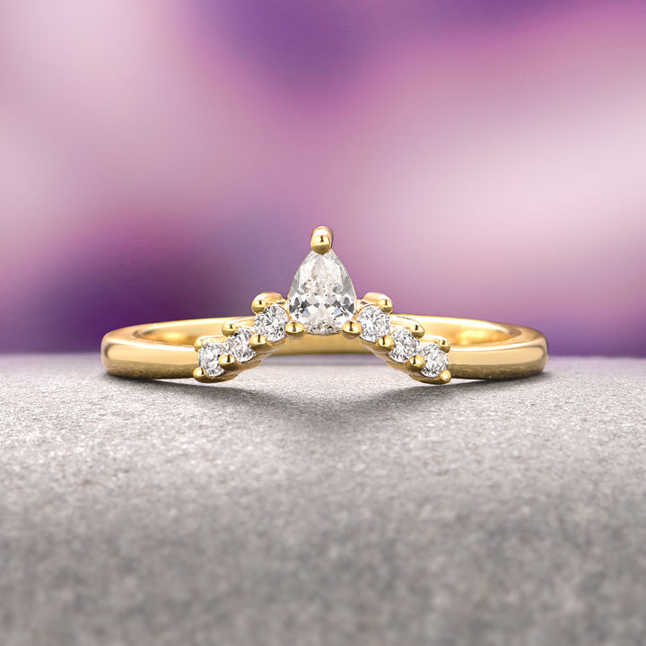 Estée Moissanite Bridal Ring Set- 14K Solid Yellow Gold