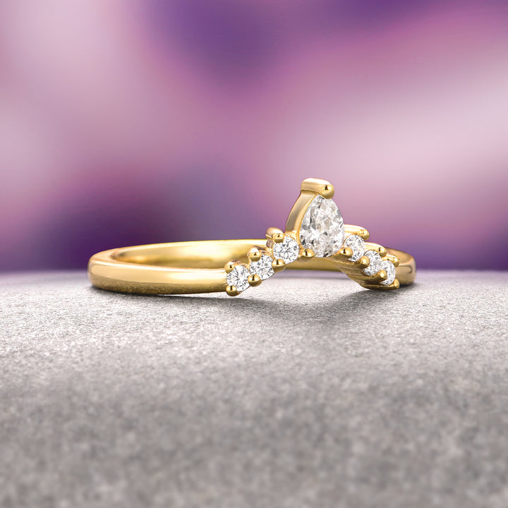 Estée Moissanite Bridal Ring Set- 14K Solid Yellow Gold