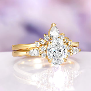 Estée Moissanite Engagement Ring Set in Solid 14K Yellow Gold