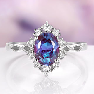 Nesta Alexandrite Engagement Ring in 14K White Gold