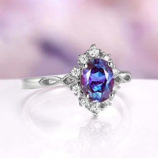 Nesta Alexandrite Engagement Ring in 14K White Gold