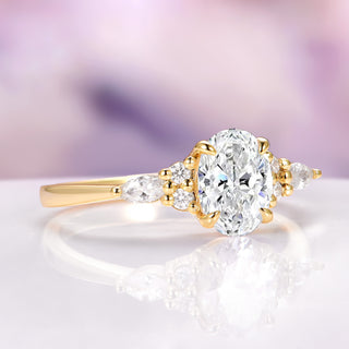 Estée Moissanite Engagement Ring Set in Solid 14K Yellow Gold