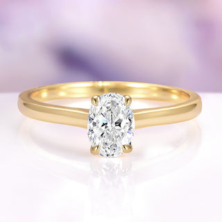 Oval Lab-Grown Diamond Engagement Ring in Solid 14K Yellow Gold (IGI Certified)