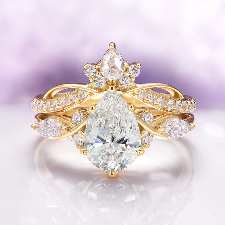 Feyra Moissanite Engagement Ring- 14K Solid Yellow Gold
