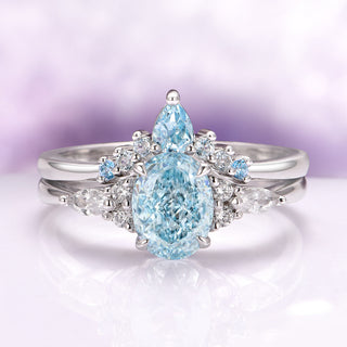 Estée Lab-Grown Fancy Oval Cut Blue Diamond Engagement Ring in 14K White Gold (IGI Certified)