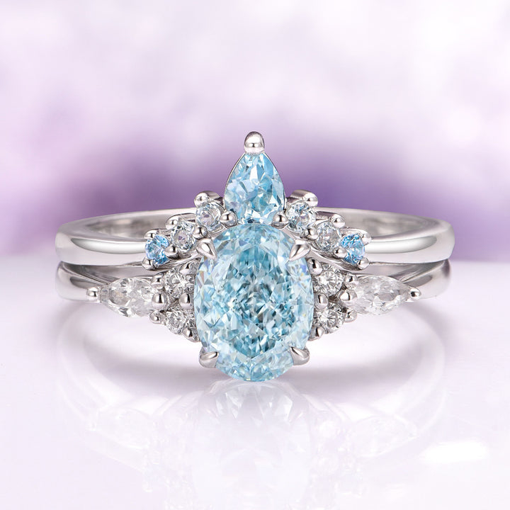 Estée Lab-Grown Fancy Oval Cut Blue Diamond Engagement Ring in 14K White Gold (IGI Certified)