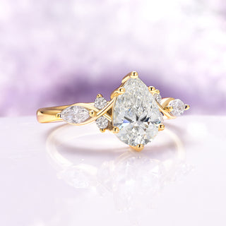 Feyra Moissanite Bridal Ring Set- 14K Solid Yellow Gold