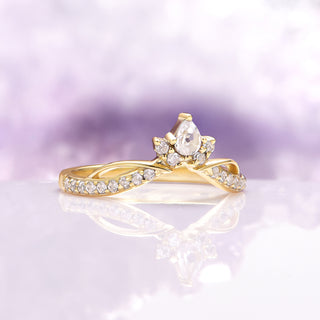 Feyra Moissanite Bridal Ring Set- 14K Solid Yellow Gold