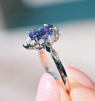 Nesta Alexandrite Engagement Ring in 14K White Gold