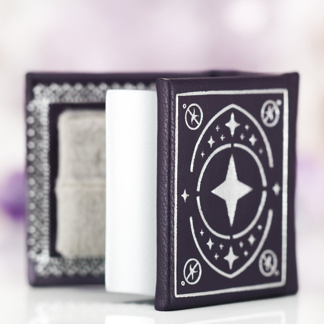 Night Court Handmade Leather Book Ring Box (fits a ring up to a size 8)