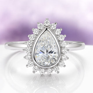 Teardrop Simulated Diamond Ring in Sterling Silver